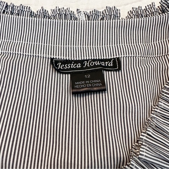 Jessica Howard Ruffle Neck Sleeveless Black White Dress NWT - 12 - Picture 6 of 13